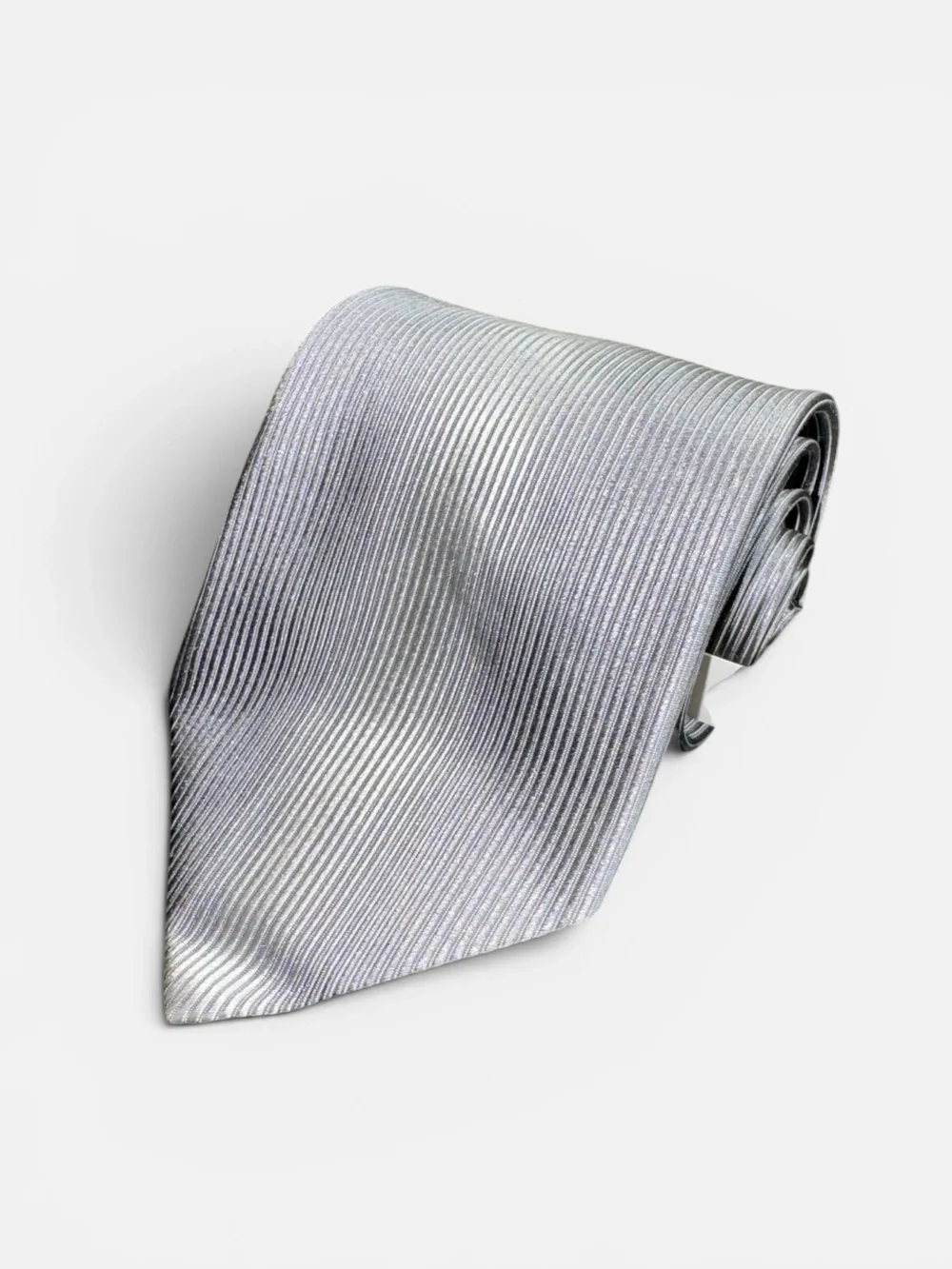 NEW Hubert Milano mens silver textured 100% silk luxury neck tie NWT